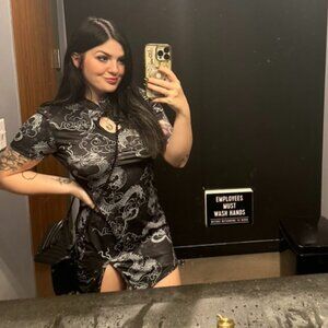 Chinese Cheongsam Short Sleeve Dragon Dress Mini